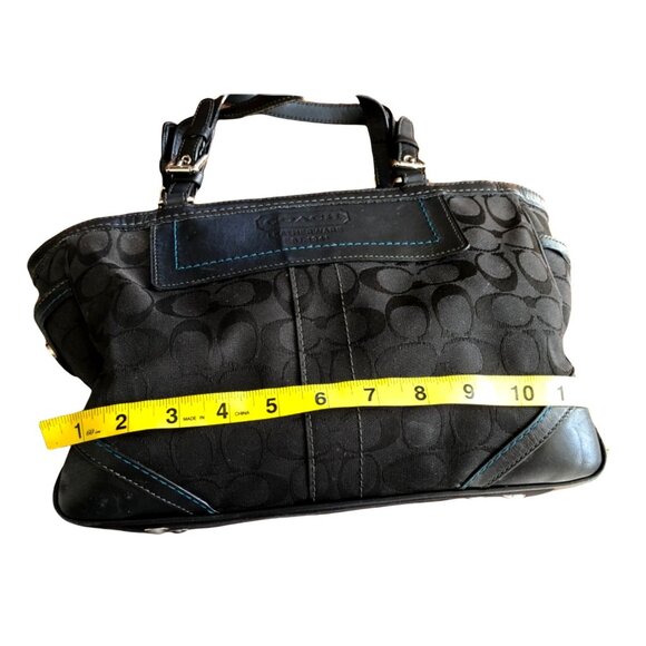 COACH - SIGNATURE AQUA BLACK JACQUARD PURSE - Picture 11 of 13